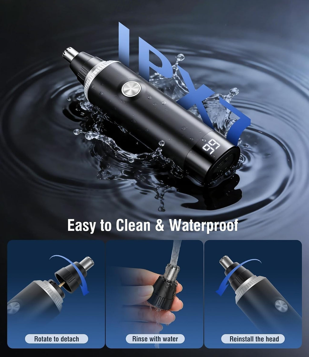 Men's 3-in-1 Nose Ear Eyebrow Facial Hair Trimmer Waterproof Rechargeable