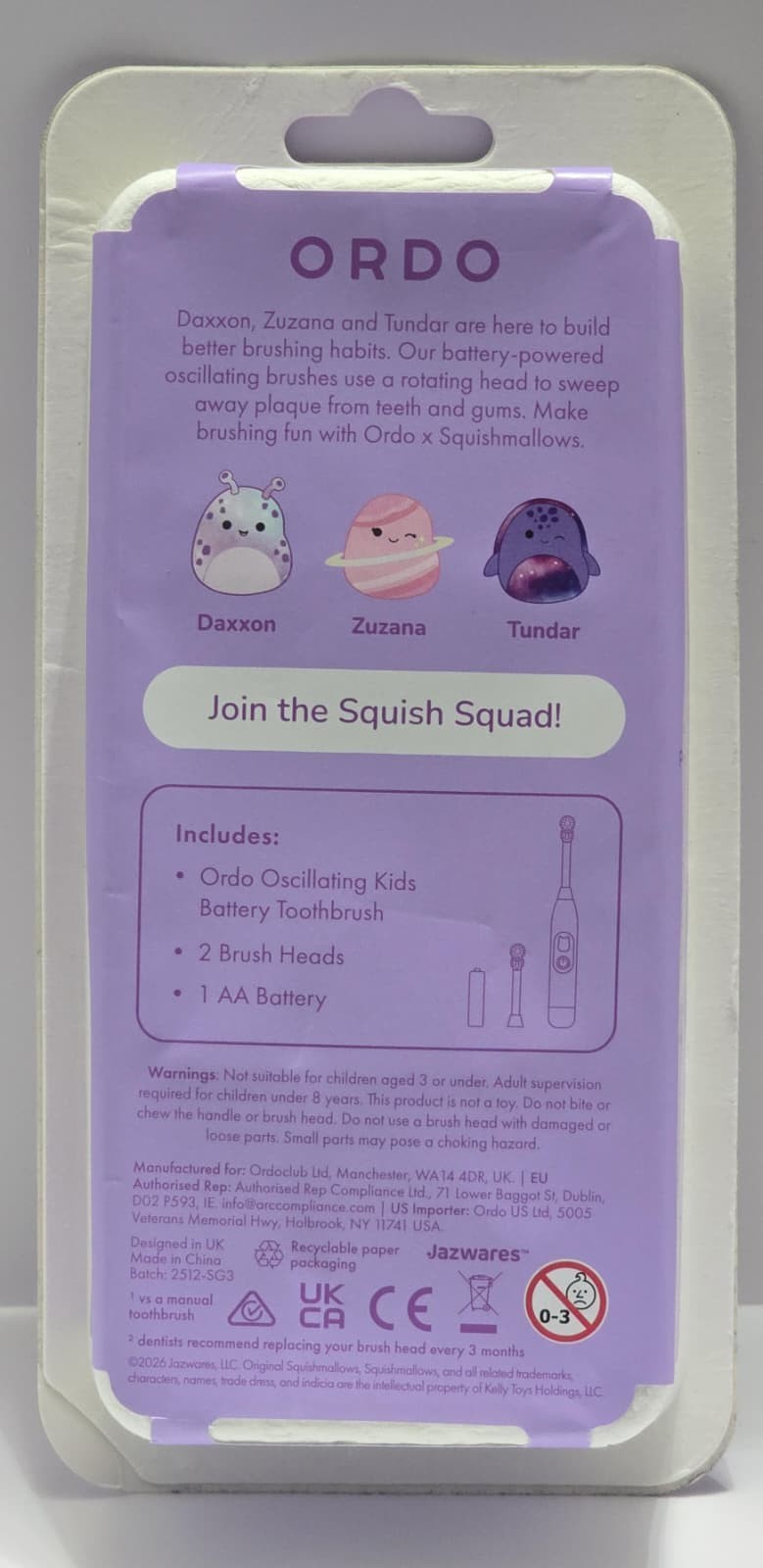 Kids Electric Toothbrush with Squishmallows Characters, Sonic Technology, Replaceable Heads