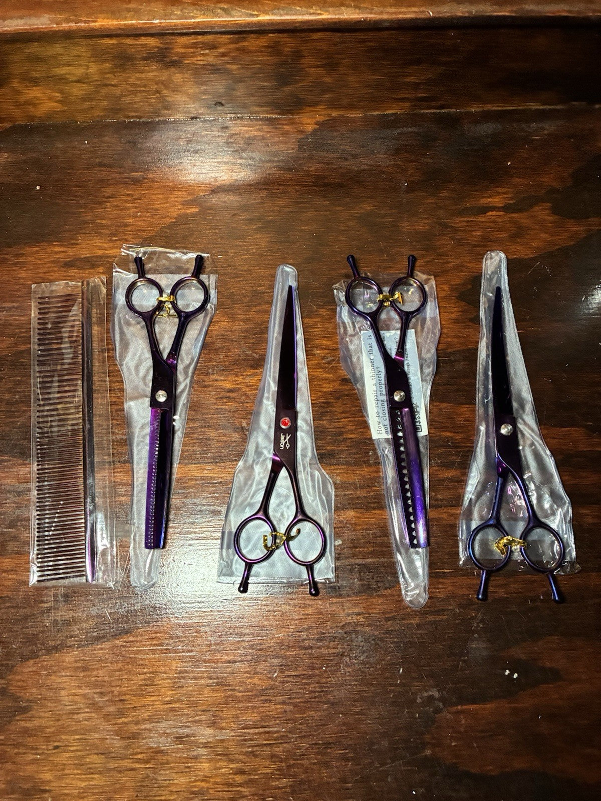 Dog Grooming Scissors Kit 6-in-1 Straight Thinning Chunker Curved Shears