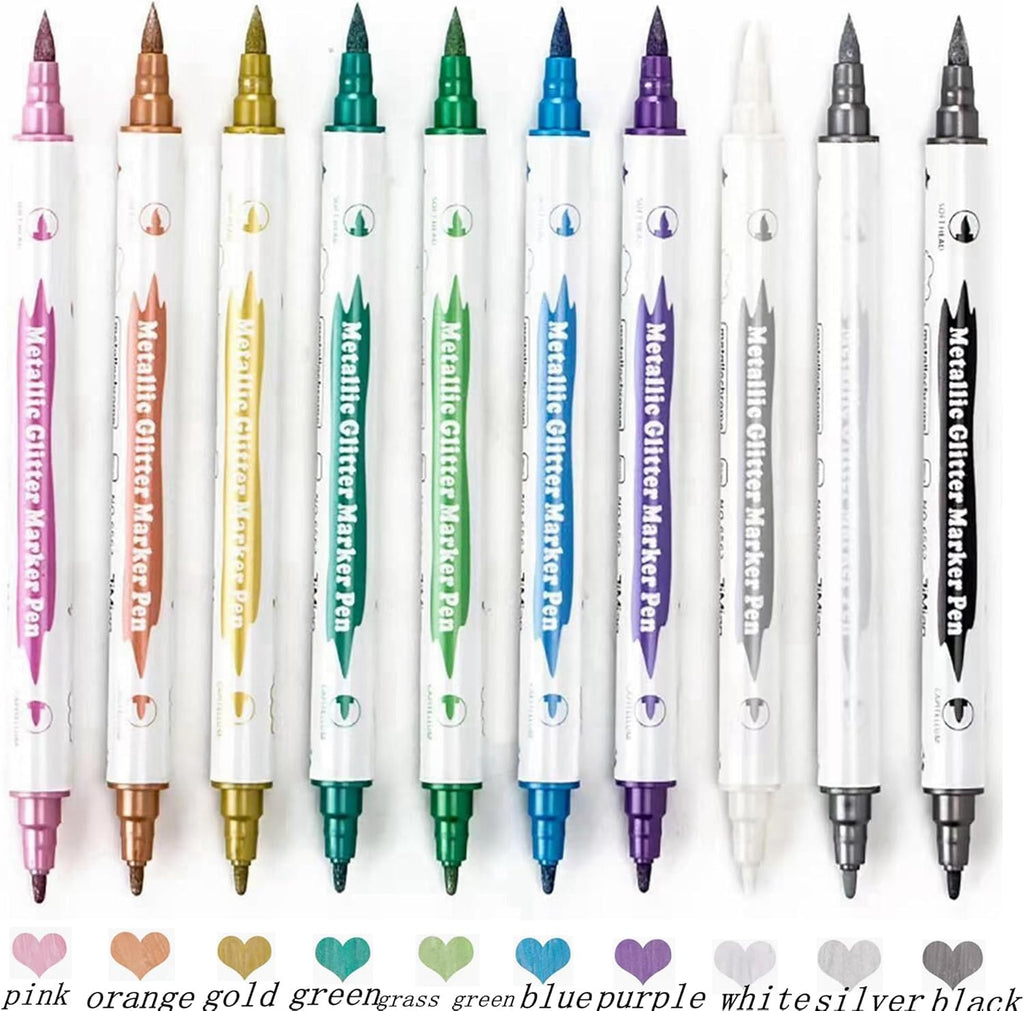 Temporary Tattoo Markers for Skin – 10 Count with 80 Large Stencils