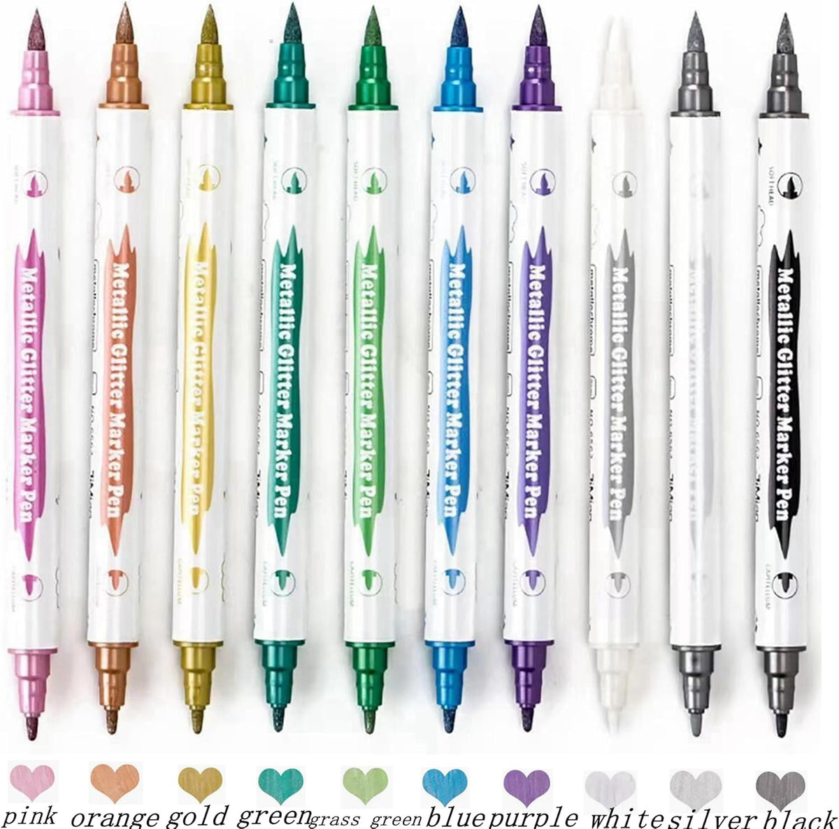 Temporary Tattoo Markers for Skin – 10 Count with 80 Large Stencils