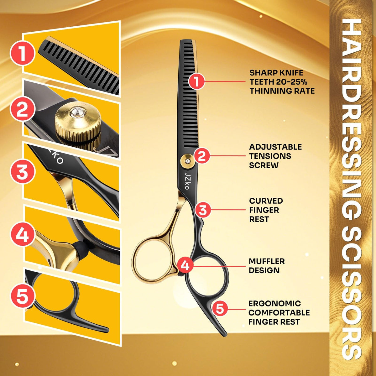 Professional Hair Cutting Scissors Shears Kit for Barber Salon & Personal Use