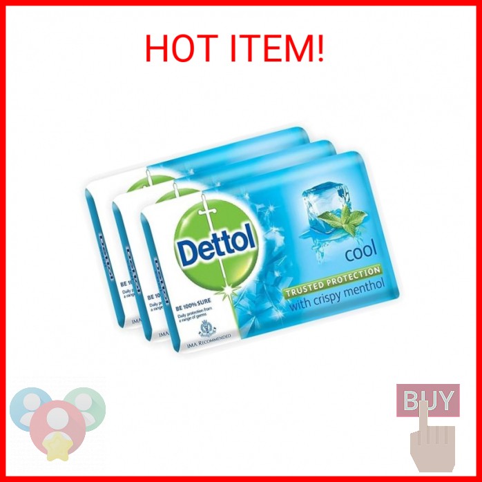 Dettol Cool Bar Soap Pack of 3 - Moisturizing & Germ Protection