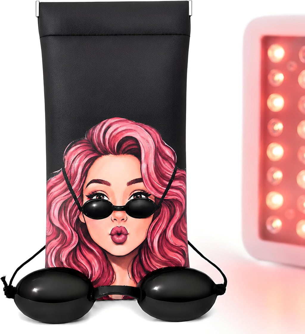See-Through Tanning Goggles for Red Light Therapy & Tanning Beds with Storage Pouch