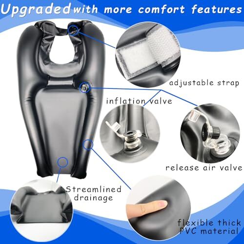 Inflatable Portable Shampoo Bowl for Bedside Hair Washing - Bed & Bedridden Use