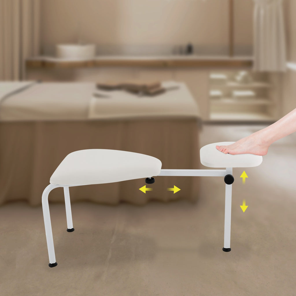 Adjustable Pedicure Stool with Foot Rest - Salon Spa Chair White