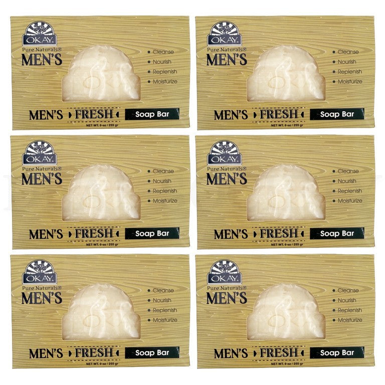 Men's Exfoliating Soap Bar - Natural 9oz, Pack of 6, Fresh & Nourishing