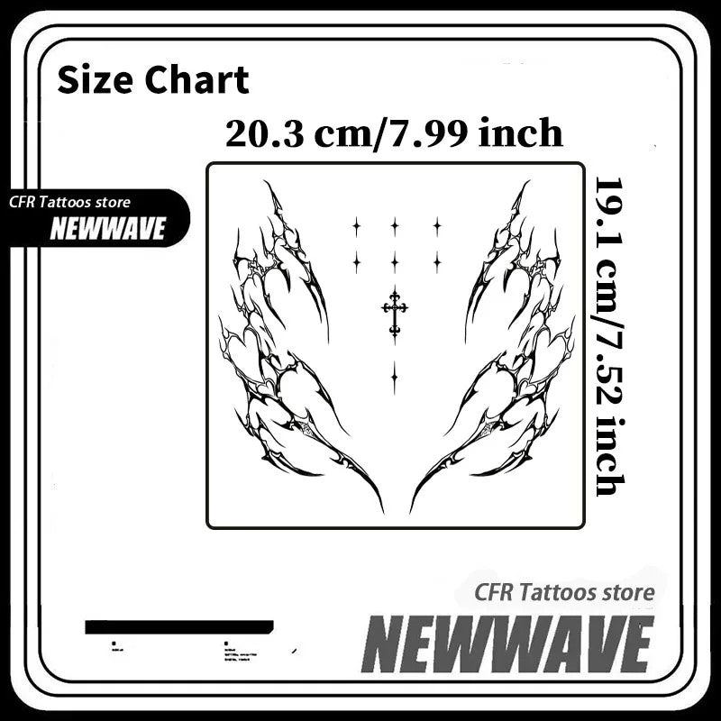 Waterproof Temporary Tattoo Set for Abdomen – Gothic Tribal Herbal Juice Design