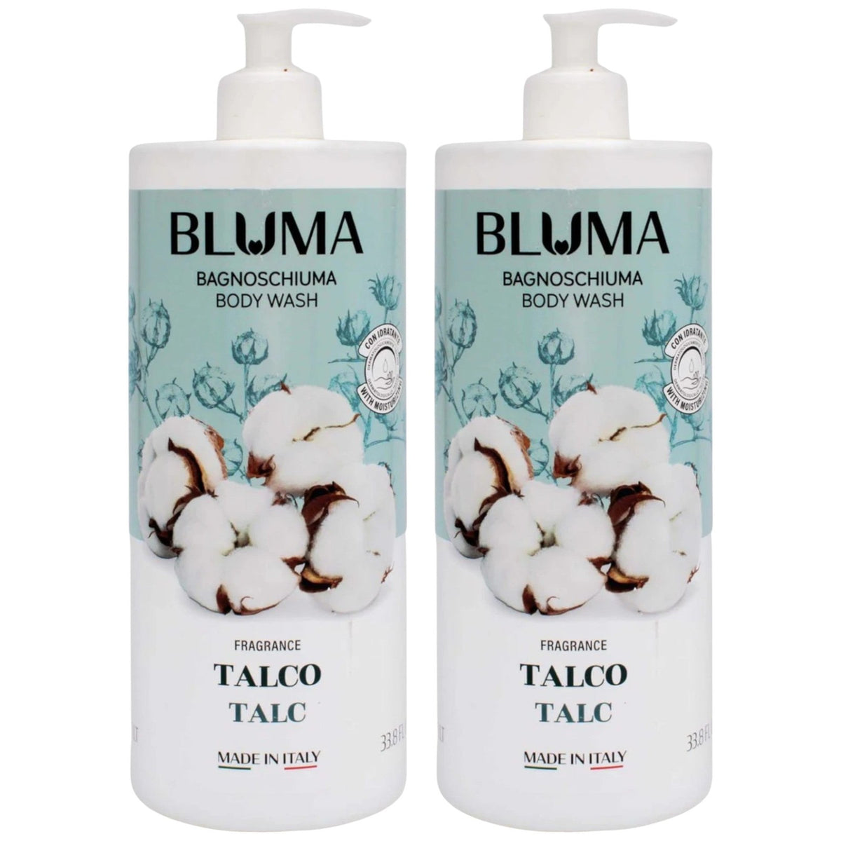 Italian Talc Scent Body Wash - Gentle, Hydrating Shower Gel 33.8oz (Pack of 2)