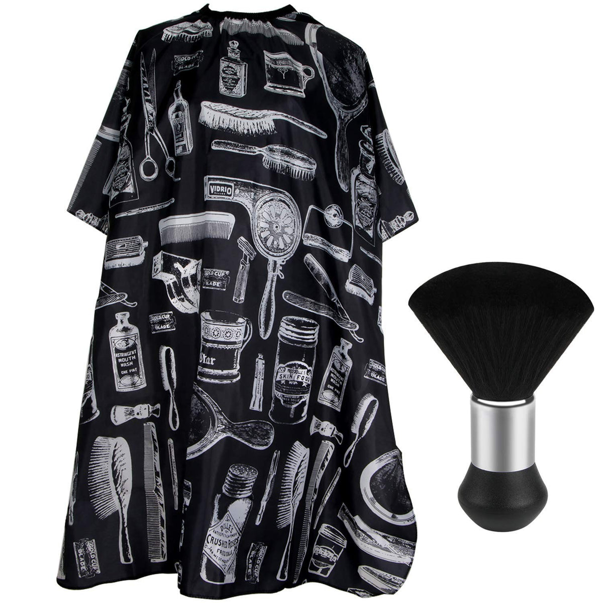 Professional Hair Cutting Cape with Neck Duster Brush - Barber Supplies Kit