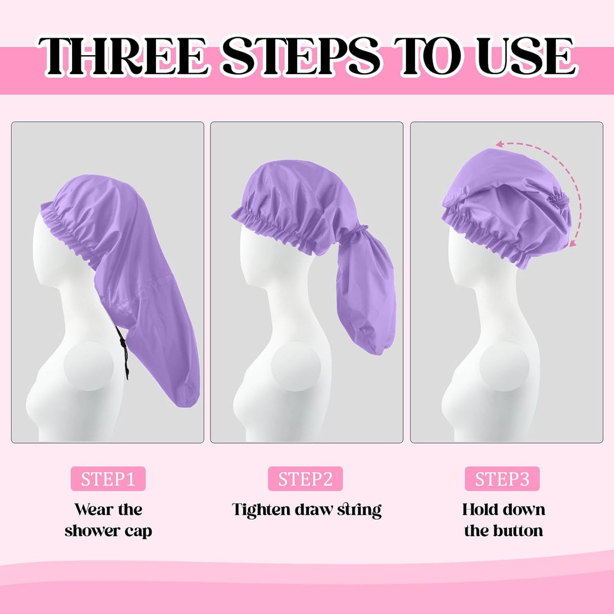 Large Waterproof Shower Cap for Braids & Long Hair - Extra Long, Reusable