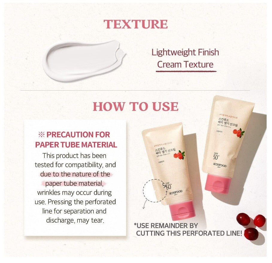 Vegan Sun Cream SPF 50+ PA++++ with Cranberry Extract - Lightweight, Dewy Finish, Eco-Friendly Packaging