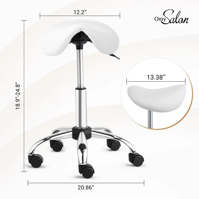 Ergonomic Saddle Stool with 360° Wheels 350 Lb Capacity for Office & Salon