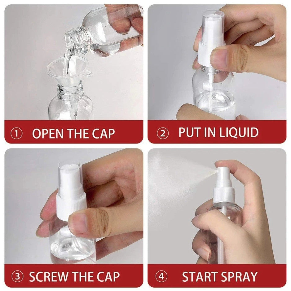 Refillable Clear Spray Bottles Set - Travel Perfume & Disinfectant Containers