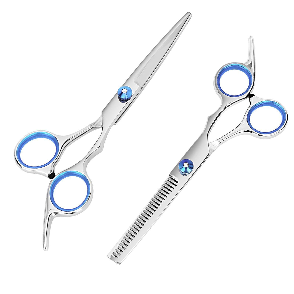 Professional Hair Cutting Scissors and Thinning Shears - High-Quality Stainless Steel, Ergonomic Design, Includes Protective Rings