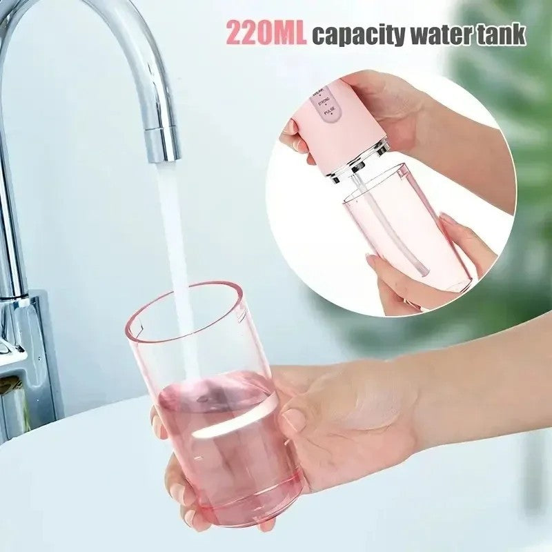Cordless Water Flosser Dental Oral Irrigator Travel Teeth Cleaner - 3 Modes, 4 Tips