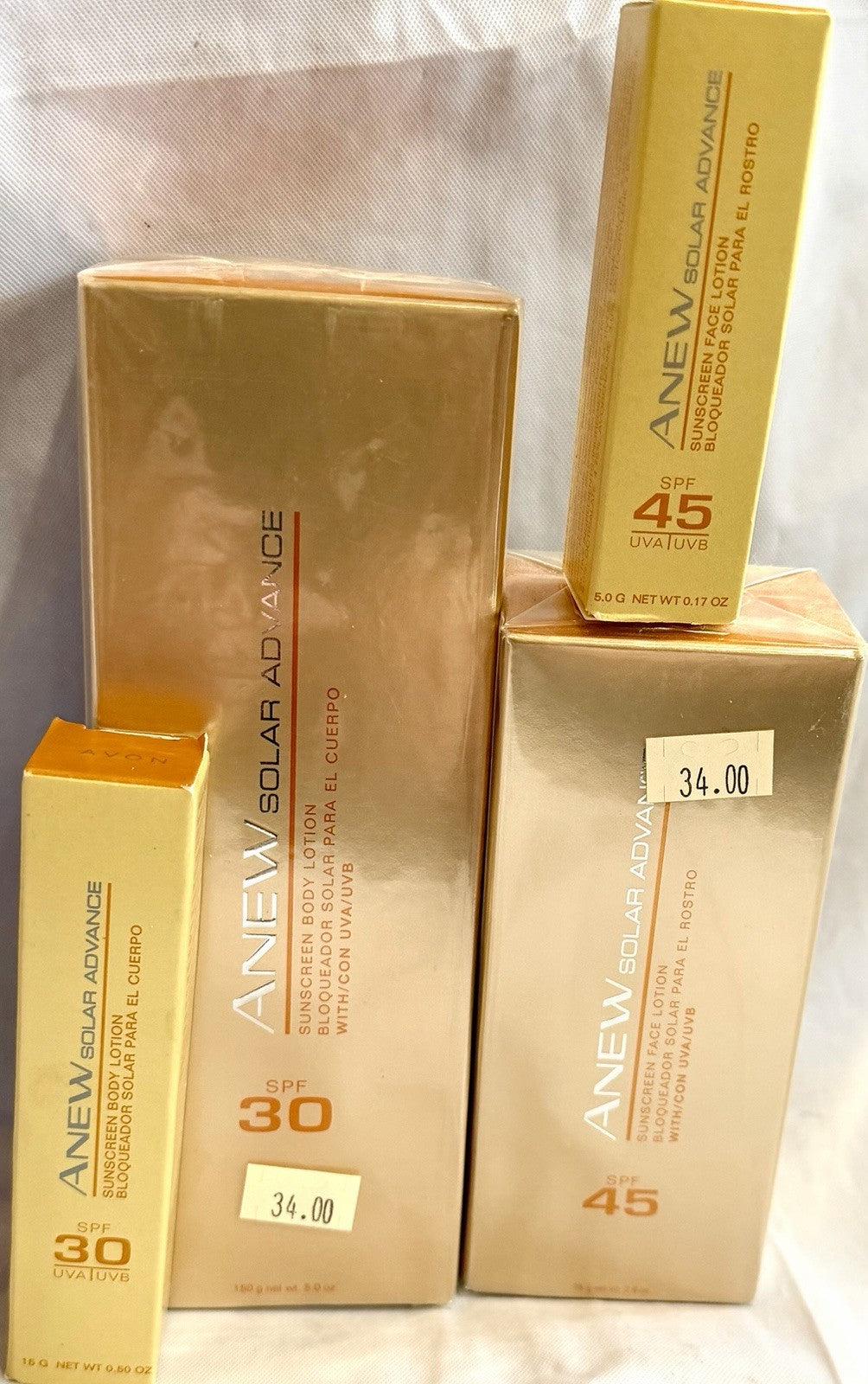 Sunscreen Face & Body Lotion Set of 4 - Full & Travel Sizes, Retired Avon