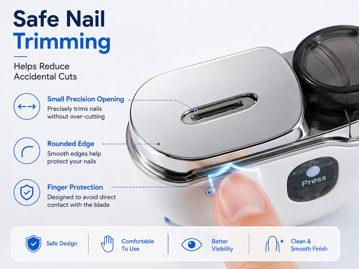 Electric Nail Clipper 3-in-1 USB Rechargeable Auto Nail Trimmer with LED Light