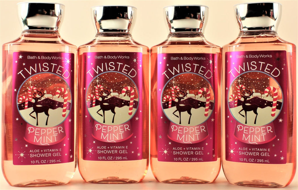 Bath & Body Works Twisted Peppermint Body Wash & Shower Gel 10oz - Pack of 4
