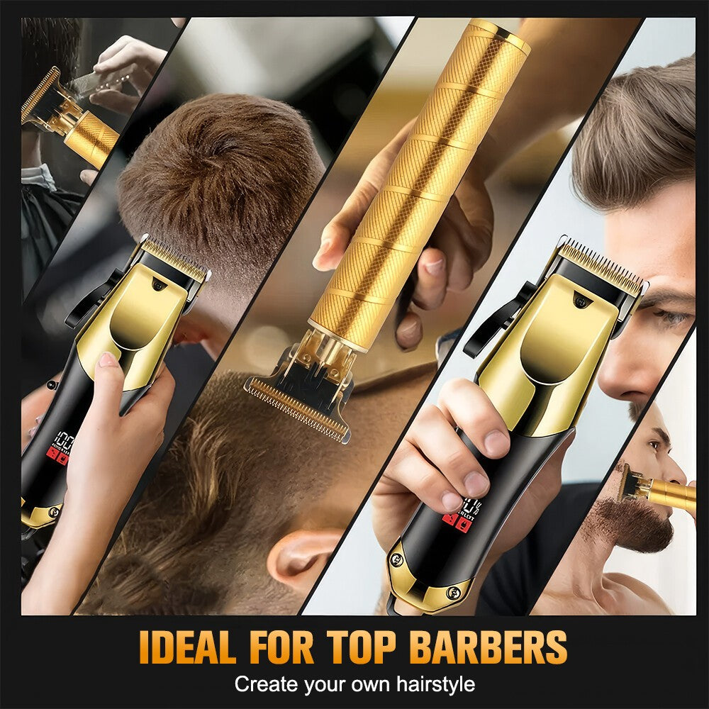 Men's Cordless Hair Clipper & Trimmer Set for Grooming and Barbering