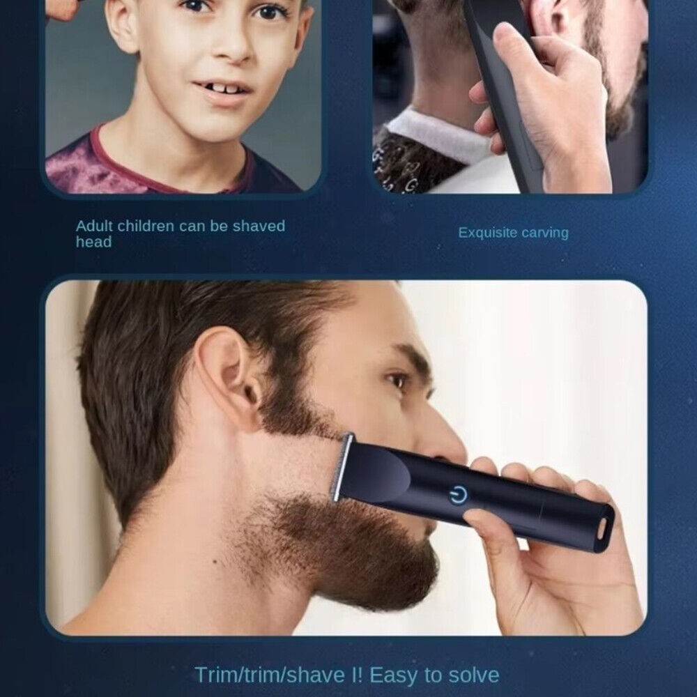 Men's Cordless Hair Clipper & Beard Trimmer with Detachable Stainless Steel Head