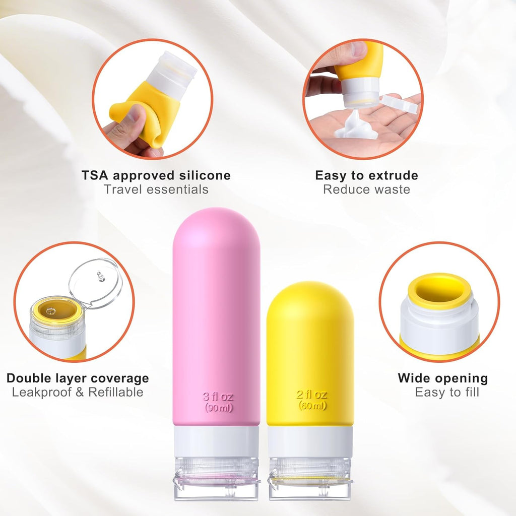 20 Pack TSA Approved Travel Bottles Silicone Toiletry Set with Waterproof Bag