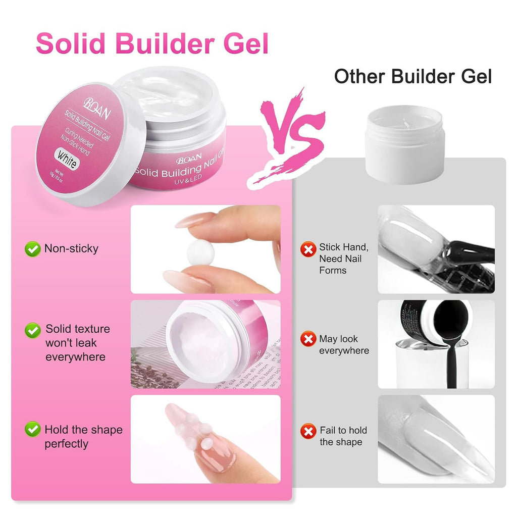 3D Nail Sculpting Gel Kit for Nail Art & Extensions - White & Clear