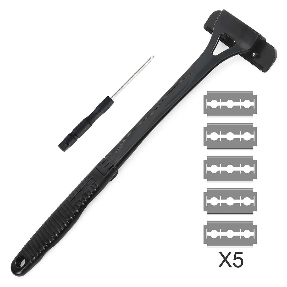 Back Razor Shaver for Body Hair Removal with Long Handle and Replacement Blades
