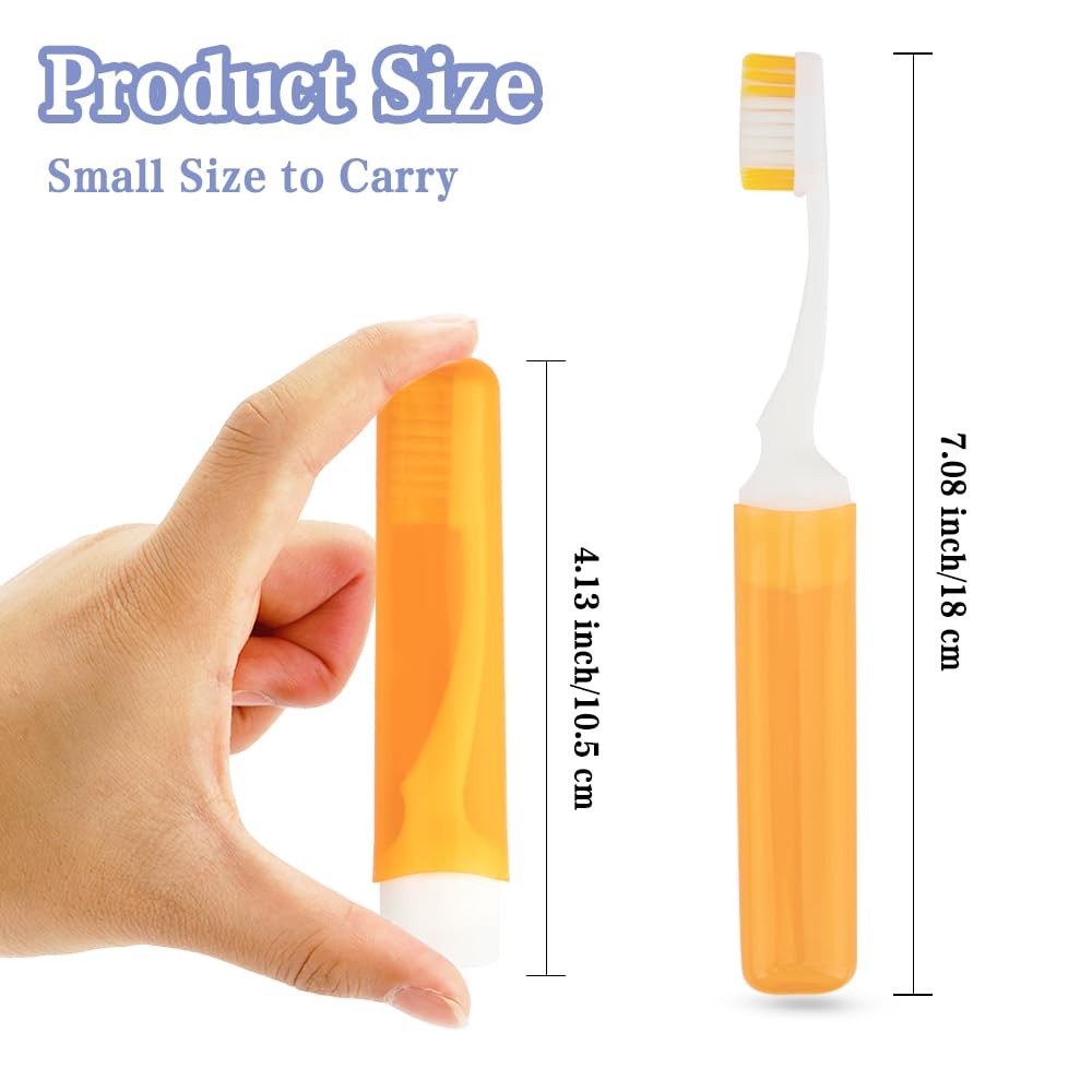 Travel Folding Toothbrush Set with 6 Colors, Portable & Individually Wrapped