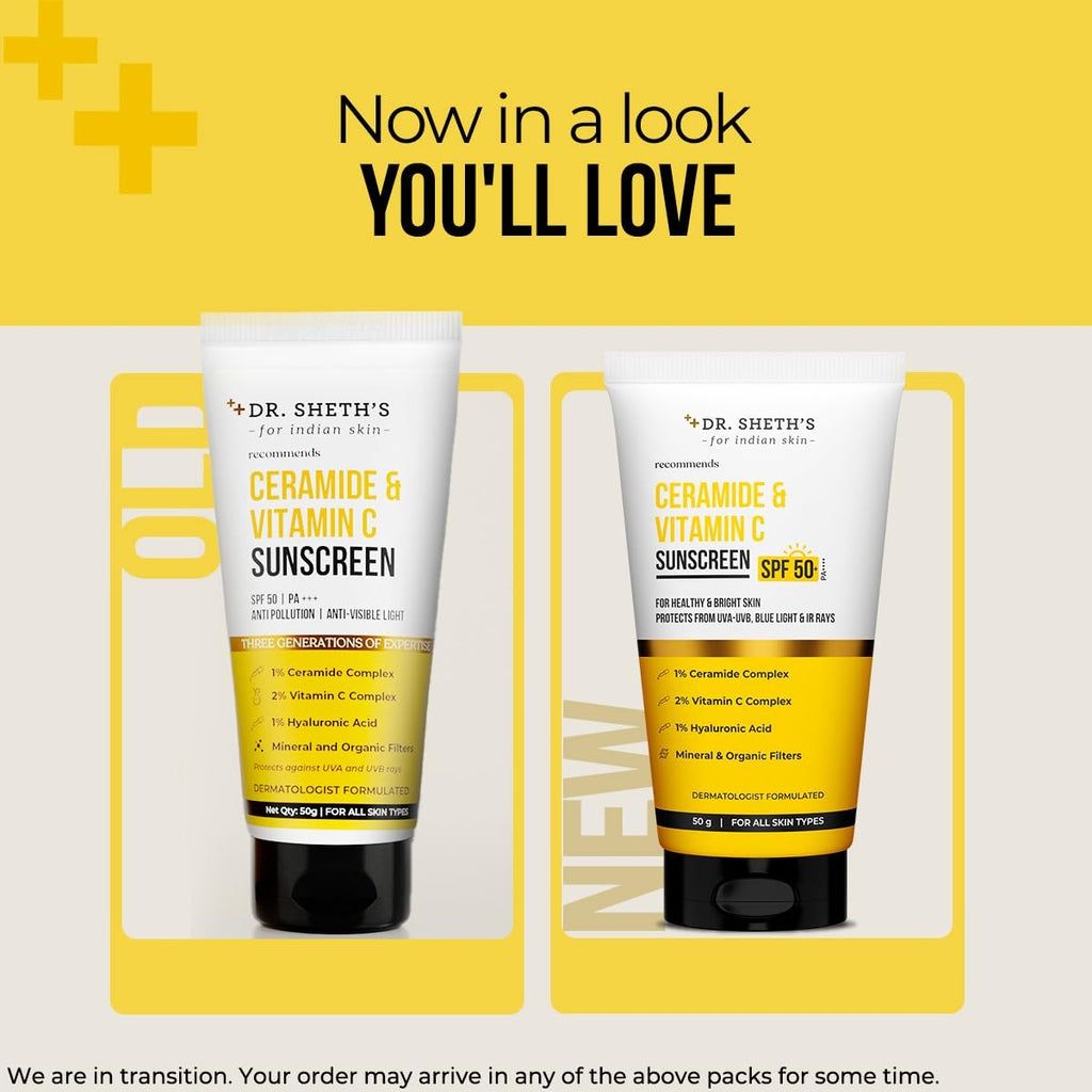 Vitamin C Sunscreen SPF 50 with Ceramide - UVA UVB Protection 1.76oz