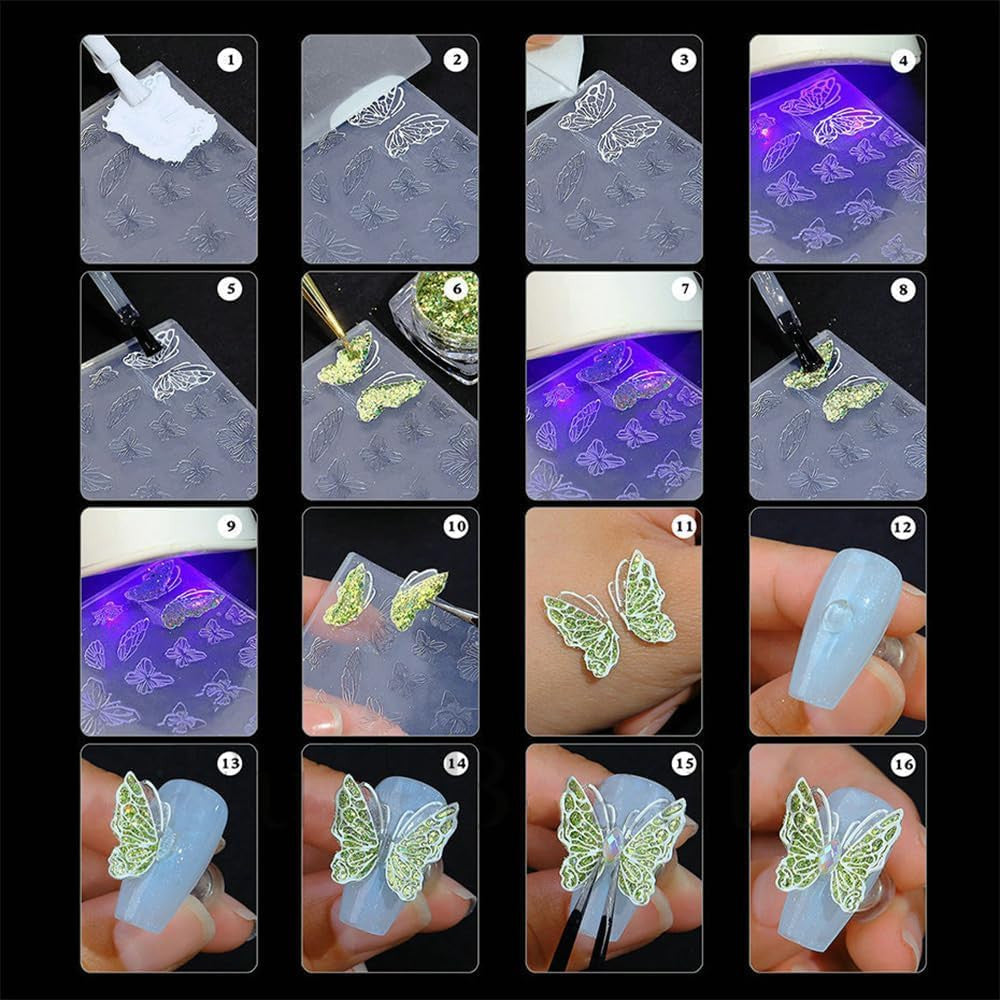 3D Rose Flower Nail Art Silicone Mold for DIY Manicures - Floral Carving Template
