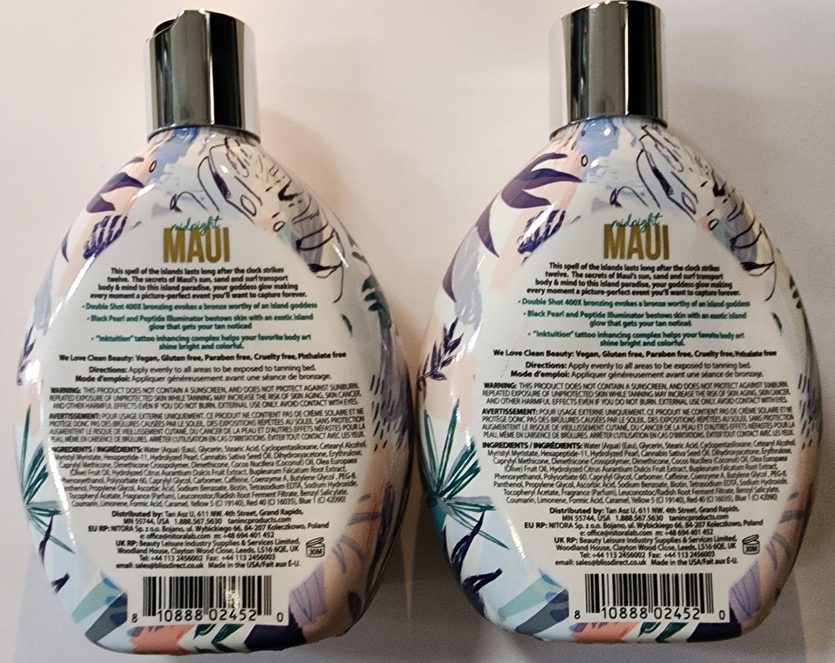 Brown Sugar Midnight Maui Double Shot 400X Bronzer Tanning Lotion 13.5oz - Pack of 2