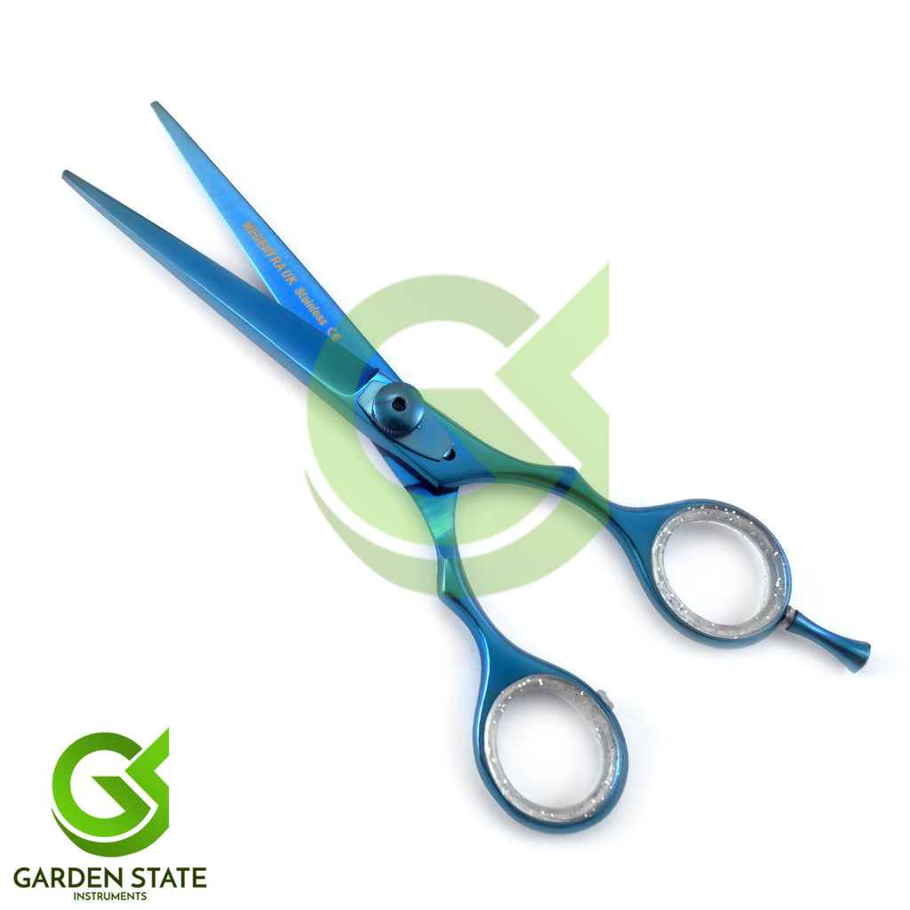 Blue Hair Cutting Scissors 5.5 Inch Professional Barber Shears Sharp Razor for Salon