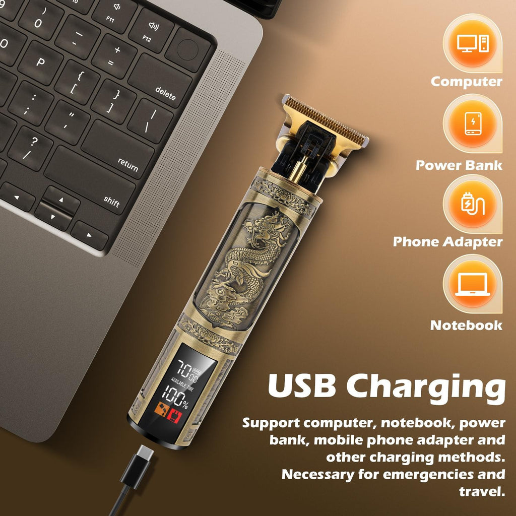 Cordless Professional Men Hair Clipper & Beard Trimmer with USB Charging - Quiet & Ergonomic