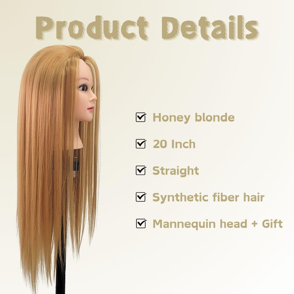 Mannequin Head with Hair for Braiding and Hair Styling Practice - Black