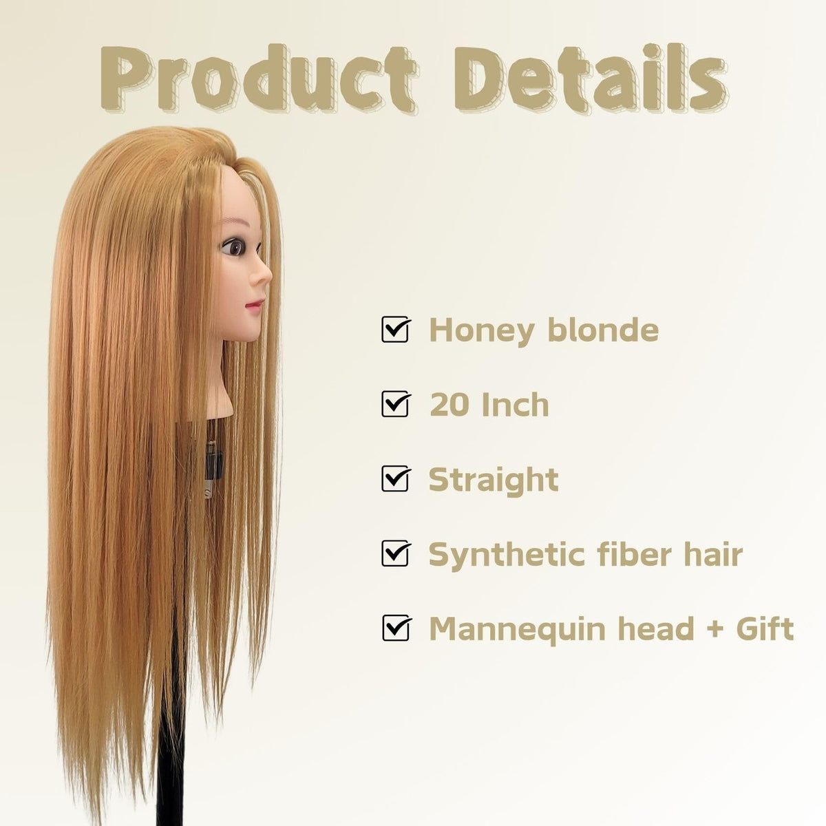 Mannequin Head with Hair for Braiding and Hair Styling Practice - Black