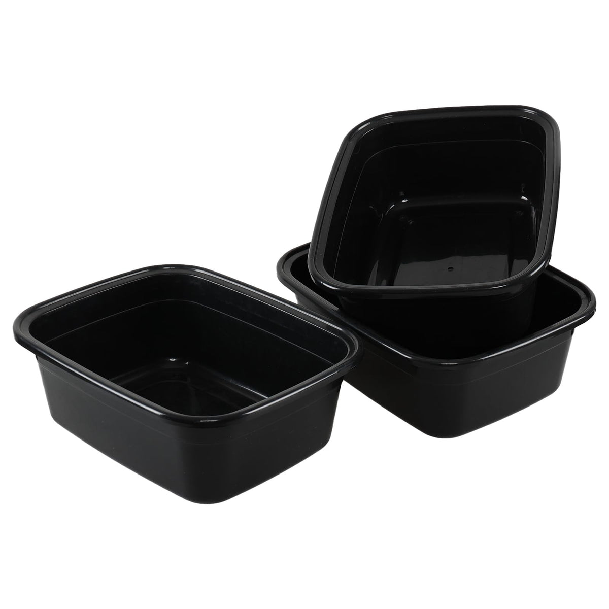 16 Quart Plastic Wash Basins Set - Rectangular Dishpans for Kitchen Laundry