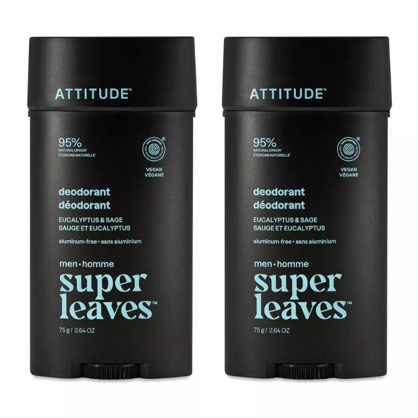 Men's Natural Deodorant Sage & Eucalyptus - Aluminum & Talc-Free, 2 Pack