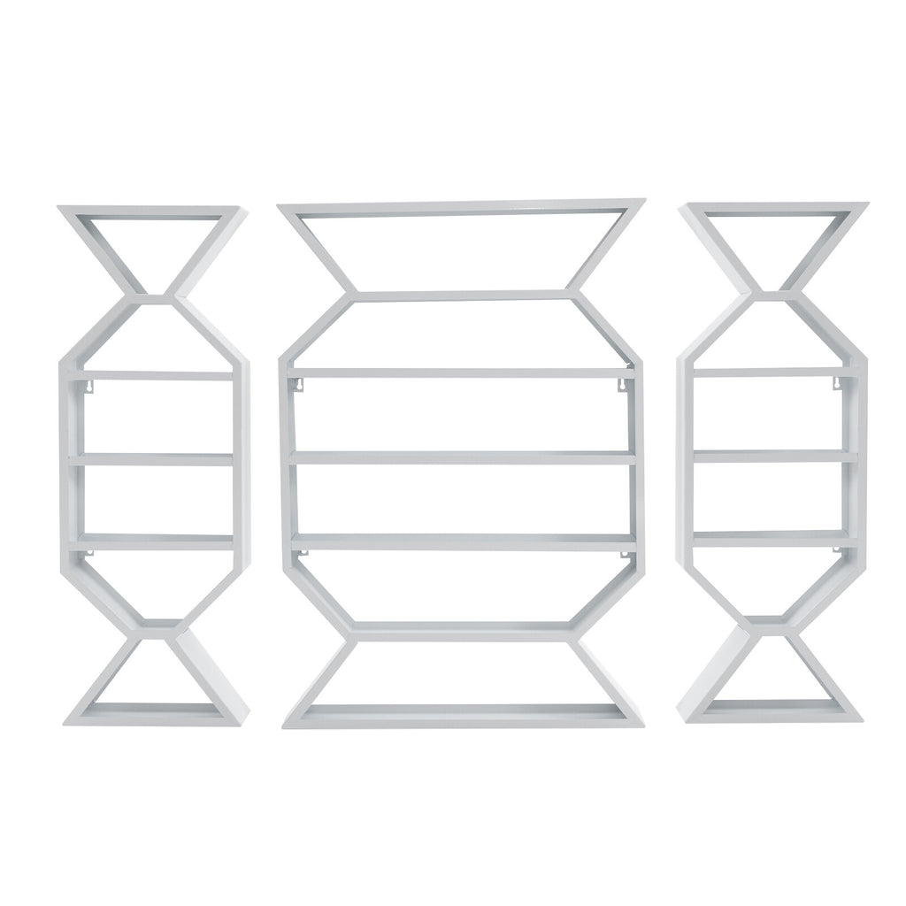 Wall Mount Nail Polish Display Rack Set 3 Pieces White Makeup Organizer Shelf
