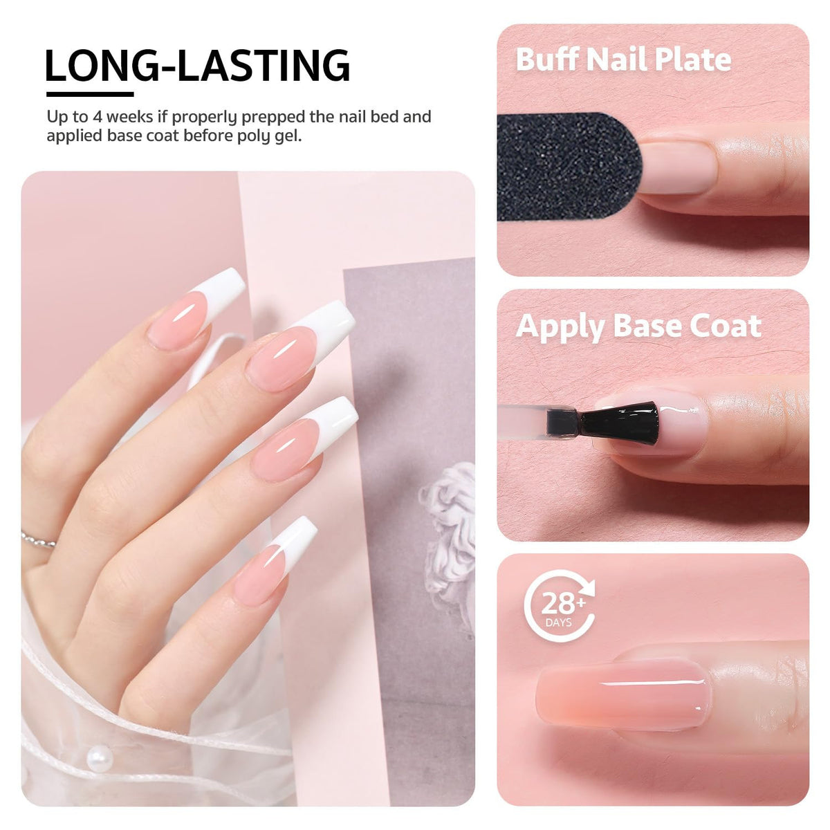 Poly Gel Nail Extension Kit 60g Clear Pink Builder Gel for Manicure