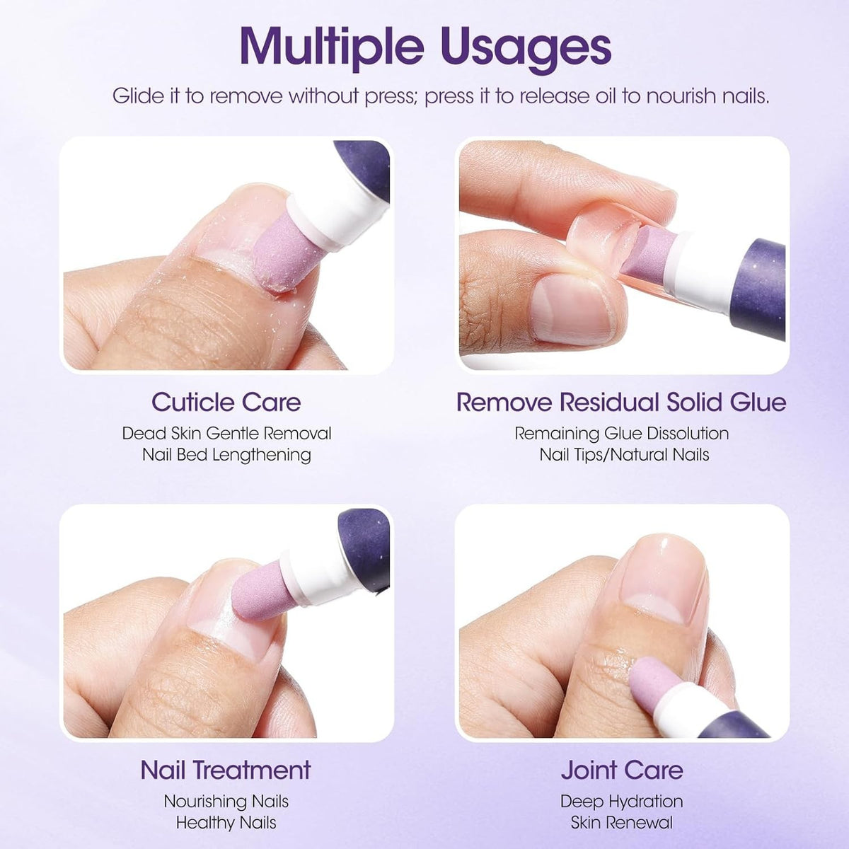 4-in-1 Nail Cuticle Pusher Pen with Nourishing Oil for Healthy Nails