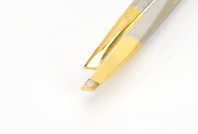 Eyebrow Tweezers - Silver and Gold Slant Tip Precision Tweezer