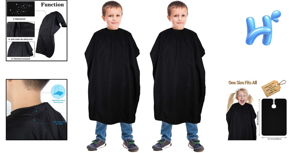 Kids Waterproof Hair Cutting Cape 2 Pcs Adjustable Salon Stylist Aprons