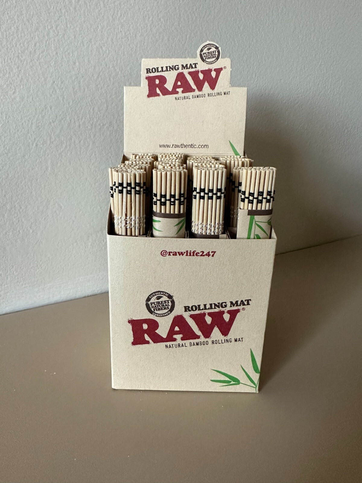 RAW Bamboo Rolling Mat - Natural Cigarette Rolling Tray & Mat, 24 Count