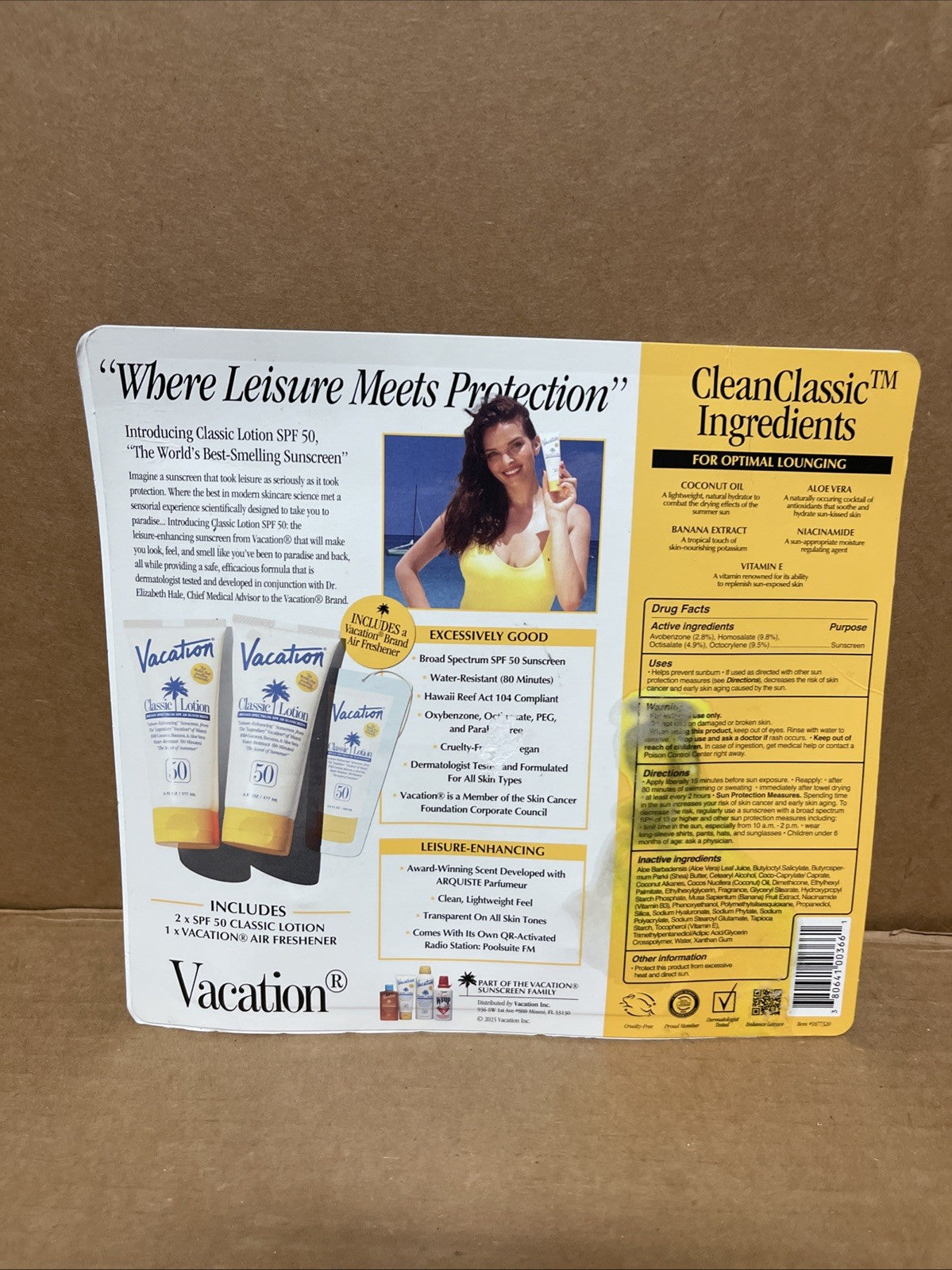 Vacation SPF 50 Lotion Duo with Air Freshener - Water-Resistant Sun Protection