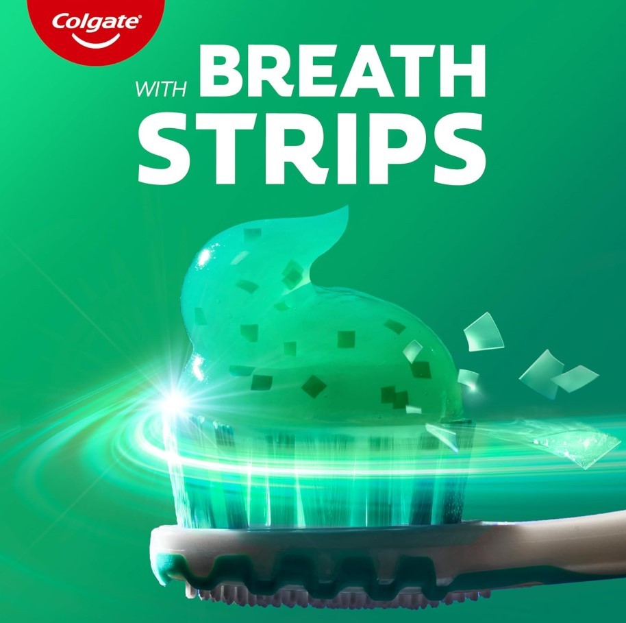 Whitening Toothpaste with Mini Breath Strips - Clean Mint, 6.3 oz, Pack of 4