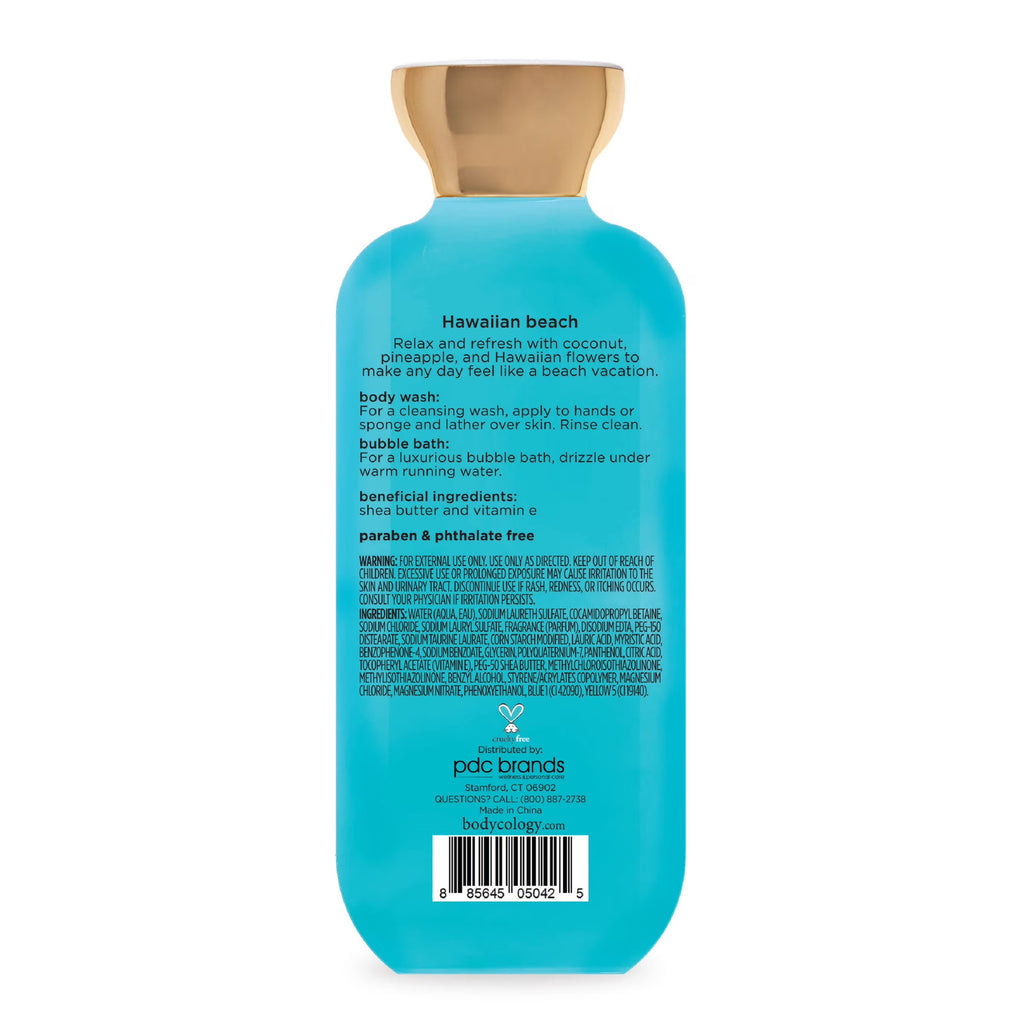 Hawaiian Beach Body Wash & Bubble Bath 16oz Tropical Scent Moisturizing