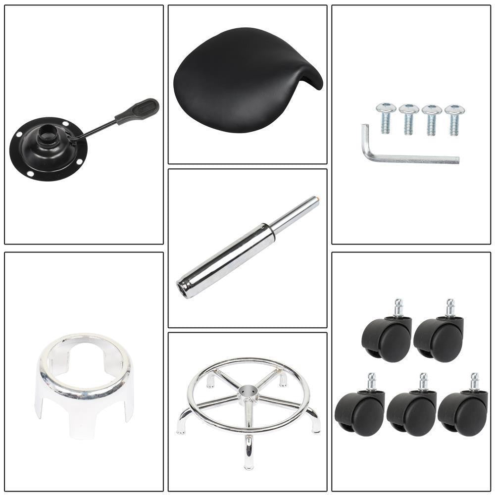 Adjustable Saddle Stool with Wheels Ergonomic Swivel Bar Chair