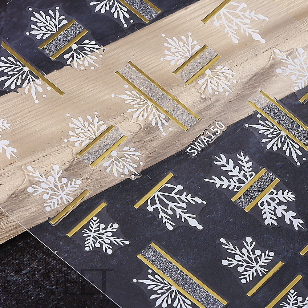 Christmas Snowflake Nail Art Stickers - Self-Adhesive French Tips Decals