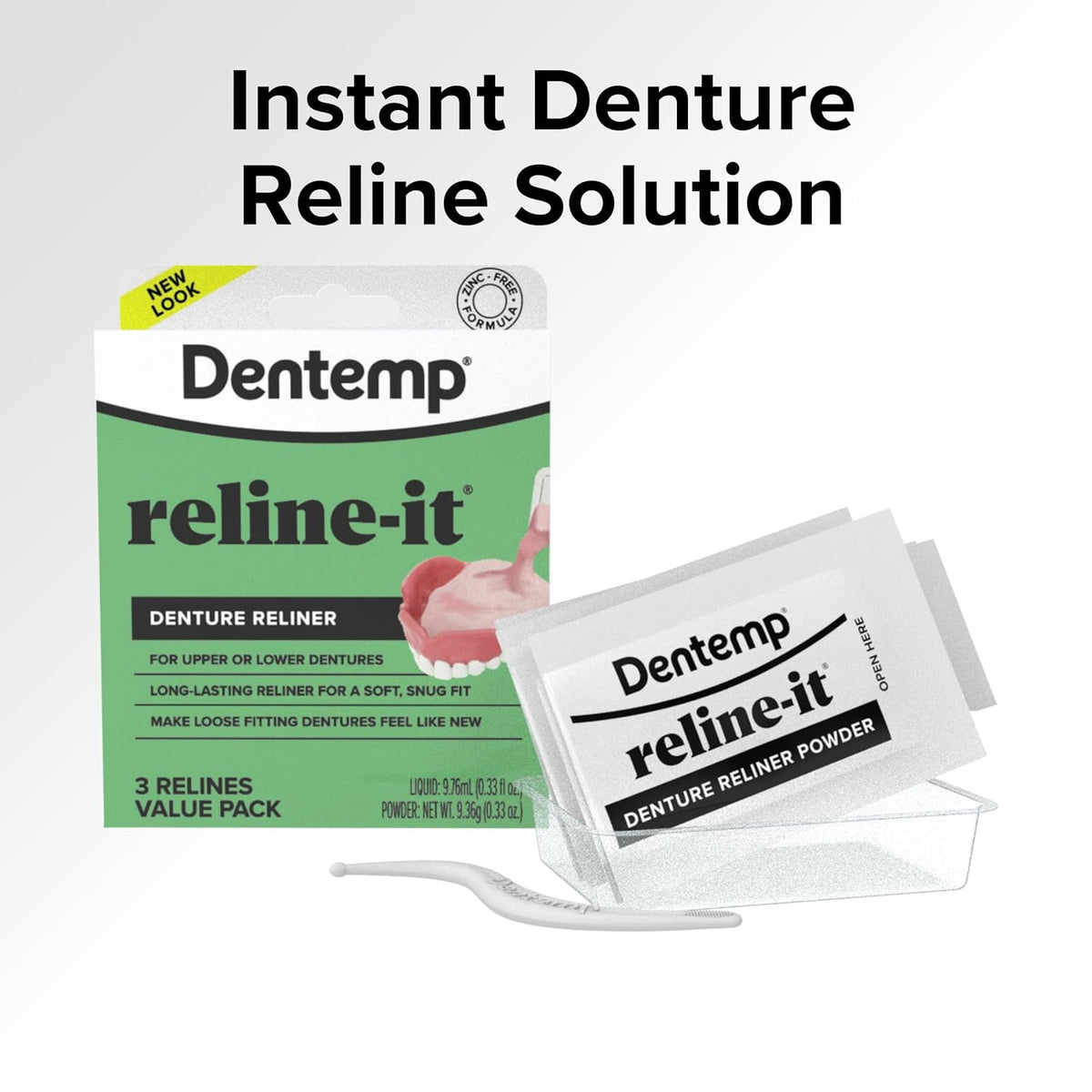 Denture Reline Kit - Advanced Formula for Upper & Lower Dentures - 3 Replacements